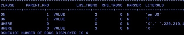 DSN; predicat table, query1-DB2-z-OS-literal-replacement